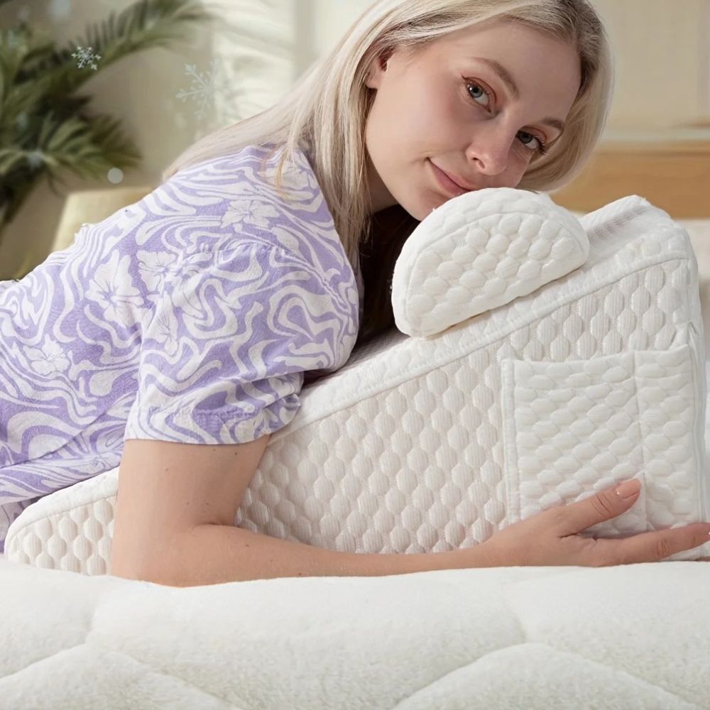 Memory Foam Wedge Pillow – Ergonomic Bed Wedge for Sleeping, Back & Leg Support - TARHUS
