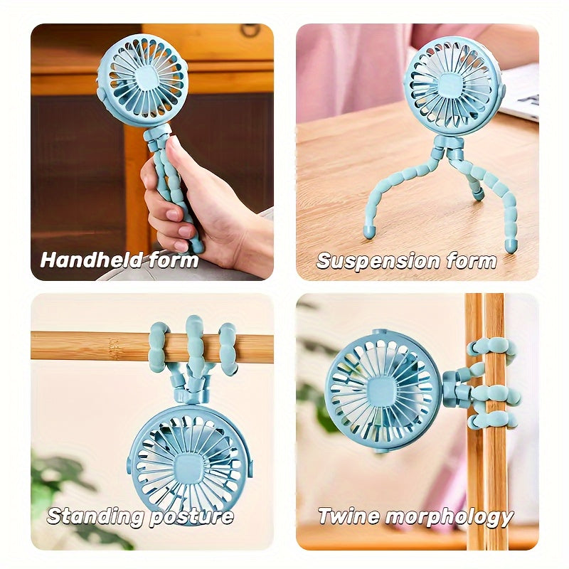 Portable USB Rechargeable Octopus Fan – Flexible Handheld Electric Mini Fan for Desk TARHUS