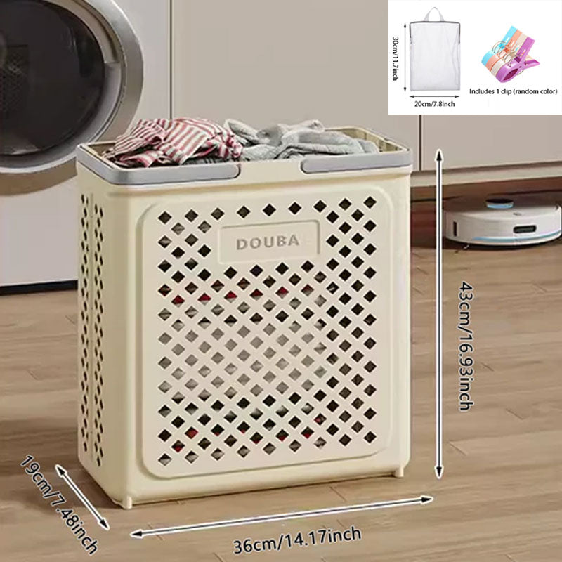Large Capacity Collapsible Laundry Basket: Breathable Design & Built-In Wheels - TARHUS