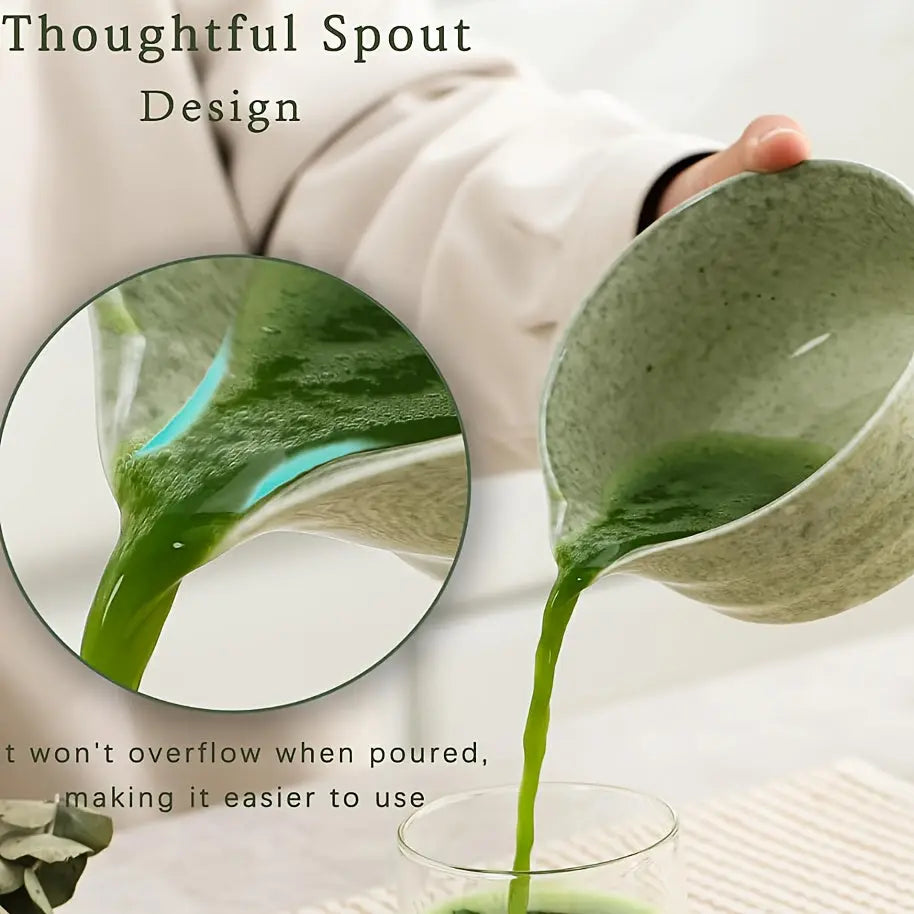 4pc Ceramic Matcha Set – Green Glaze Bowl, Whisk & Scoop - TARHUS