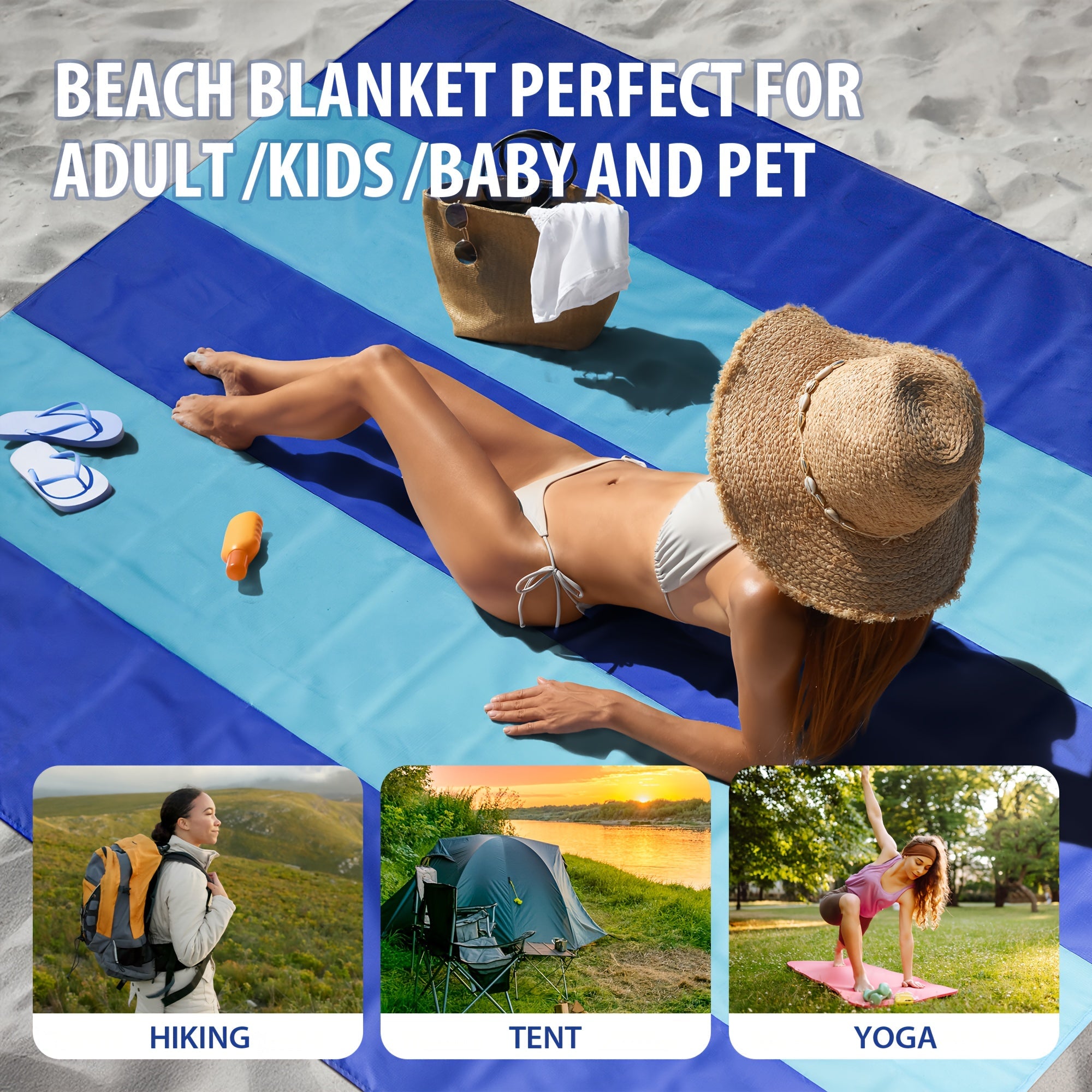 Picnic Beach Blanket 4-7 Adults Oversized Lightweight Sandproof Beach Blanket Large Picnic Mat Beach Blanket for Beach Travel Camping Hiking TARHUS