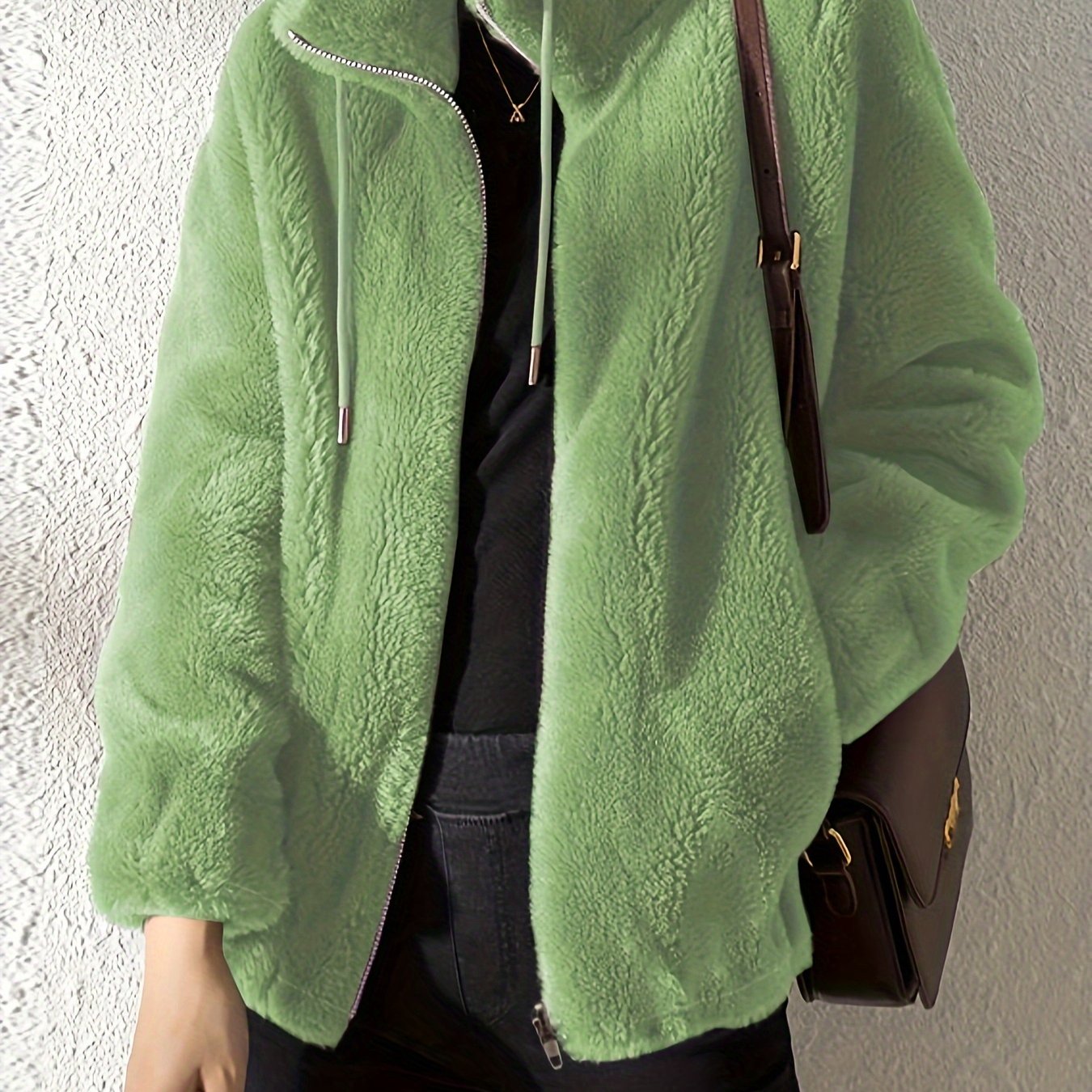Faux Fur Zip-Up Jacket for Women – Soft Plush Casual Winter Coat - TARHUS