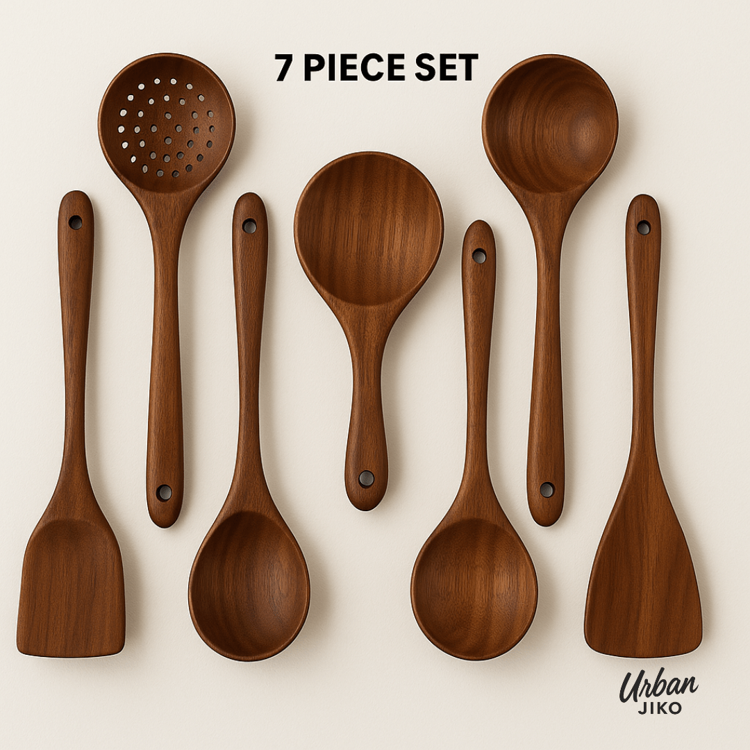 Teak Wooden Utensil Set – Eco-Friendly Non-Stick Cooking Tools TARHUS Kitchen