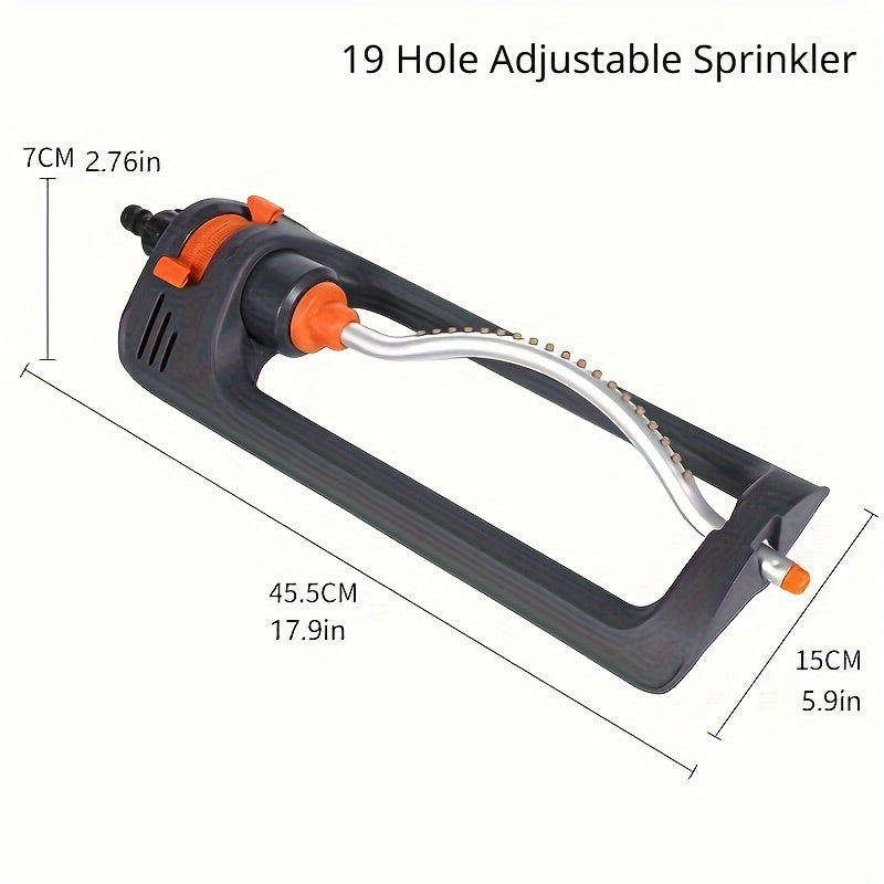 1pc 19-Hole Automatic Swing Sprinkler with Rotating Nozzle - Adjustable 8-10m Spray Diameter, Durable Plastic Lawn Irrigation System for Even Water Distribution, No Battery Needed, Garden Watering, Sleek Design, Robust Construction TARHUS
