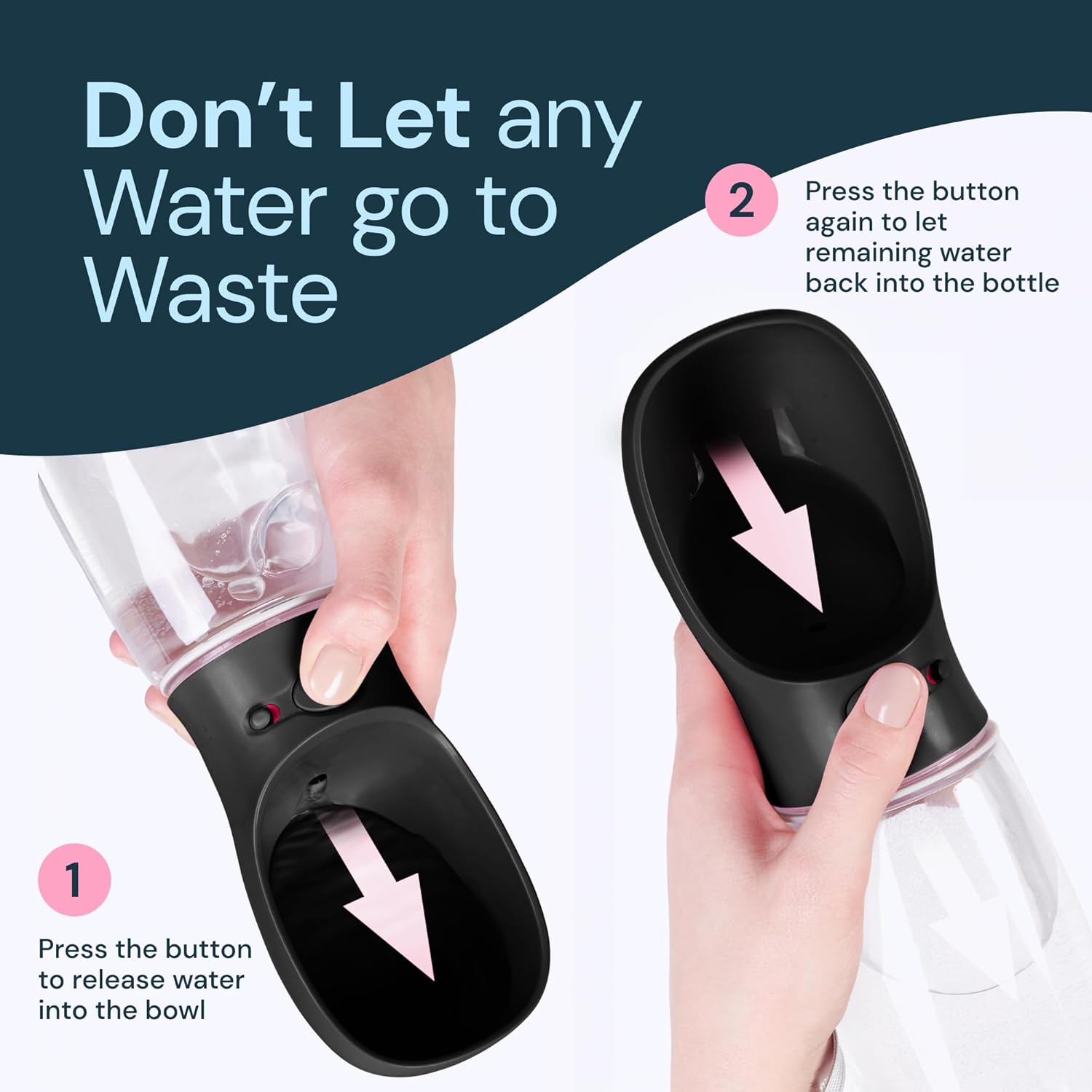Portable Dog Water Bottle – Leak-Proof Pet Travel Dispenser with Built-In Bowl for Walking & Hiking - TARHUS