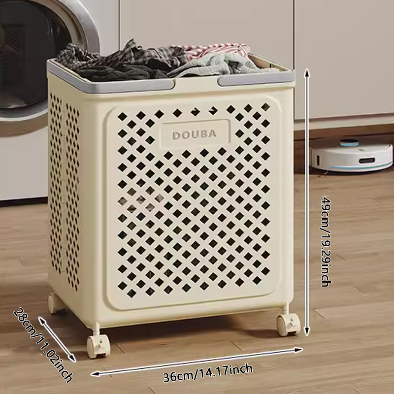 Large Capacity Collapsible Laundry Basket: Breathable Design & Built-In Wheels - TARHUS