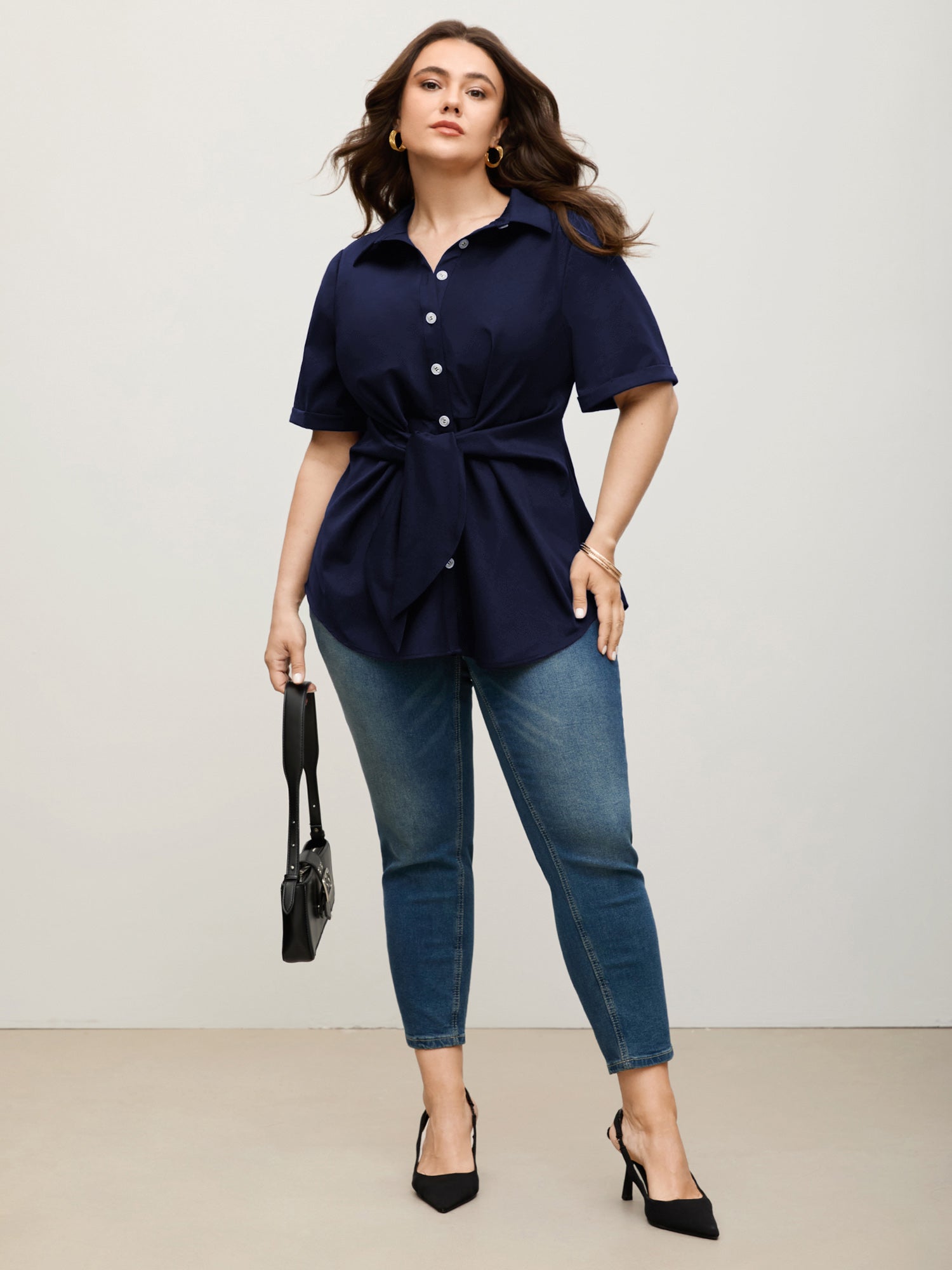 Knotted Front Asymmetrical Blouse – Elegant Women’s Top for Casual & Office Wear TARHUS Blouses
