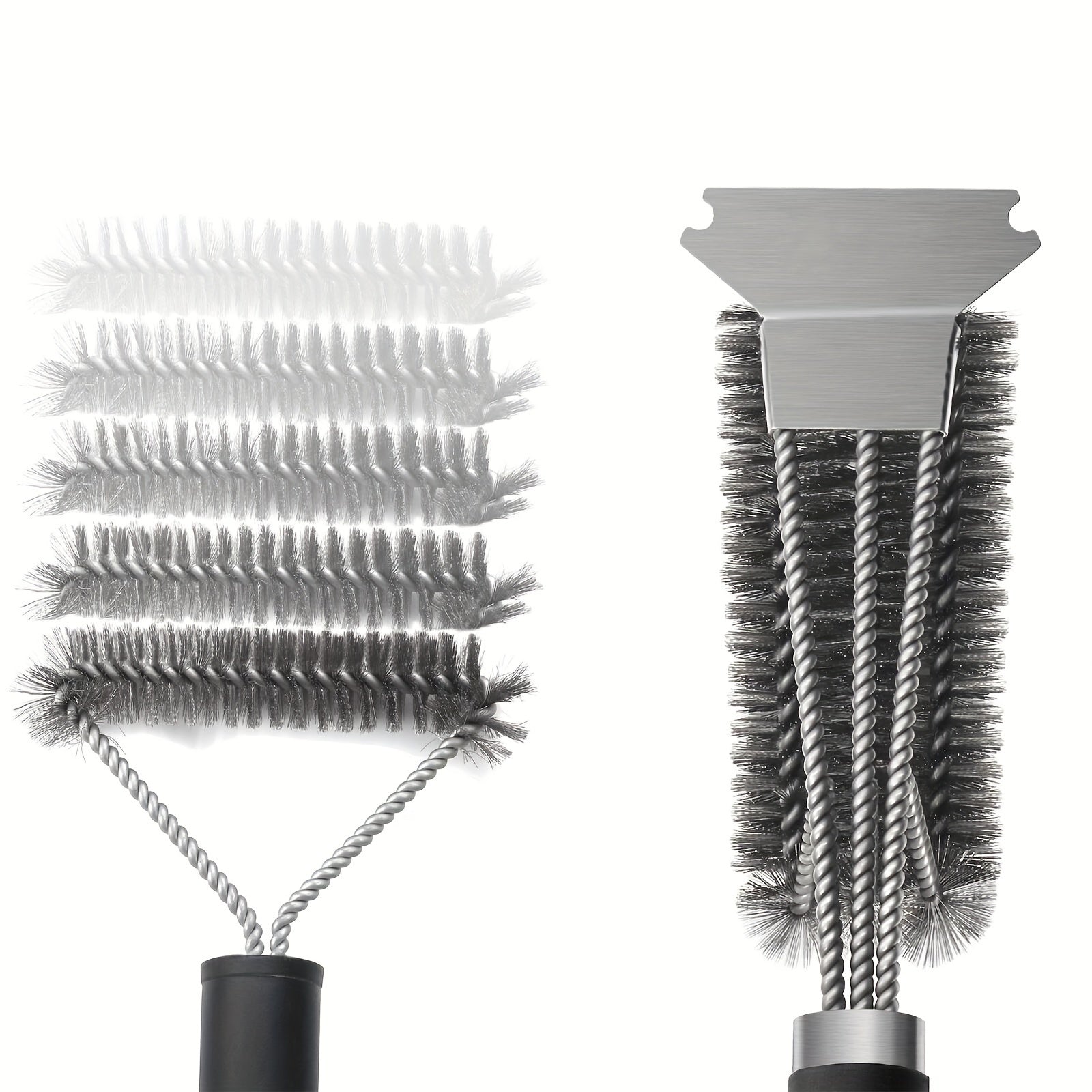 1pc BBQ Grill Brush and Scraper - Triple Scrubber, Wire Bristles, Easy to Clean, Outdoor Grilling Accessories TARHUS