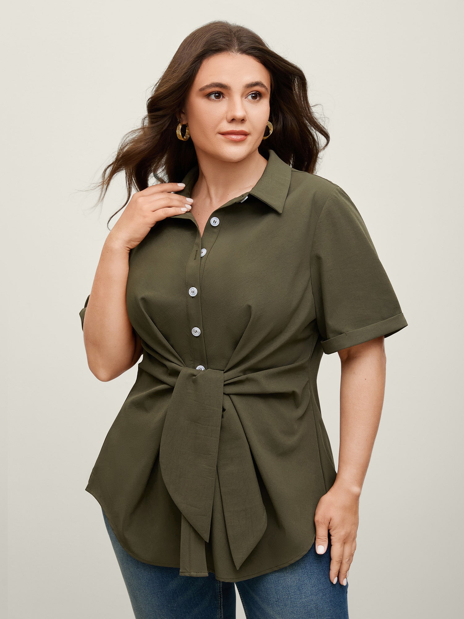 Knotted Front Asymmetrical Blouse – Elegant Women’s Top for Casual & Office Wear TARHUS Blouses