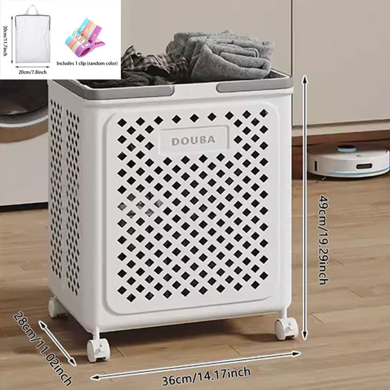 Large Capacity Collapsible Laundry Basket: Breathable Design & Built-In Wheels - TARHUS