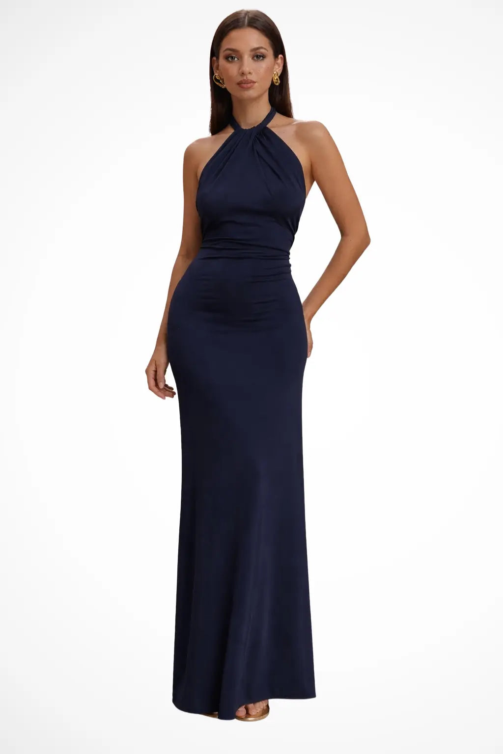 Celeste | Women Halter Neck Twisted Knot Open Back Bodycon Wedding Guest Maxi Dress TARHUS Maxi Dress