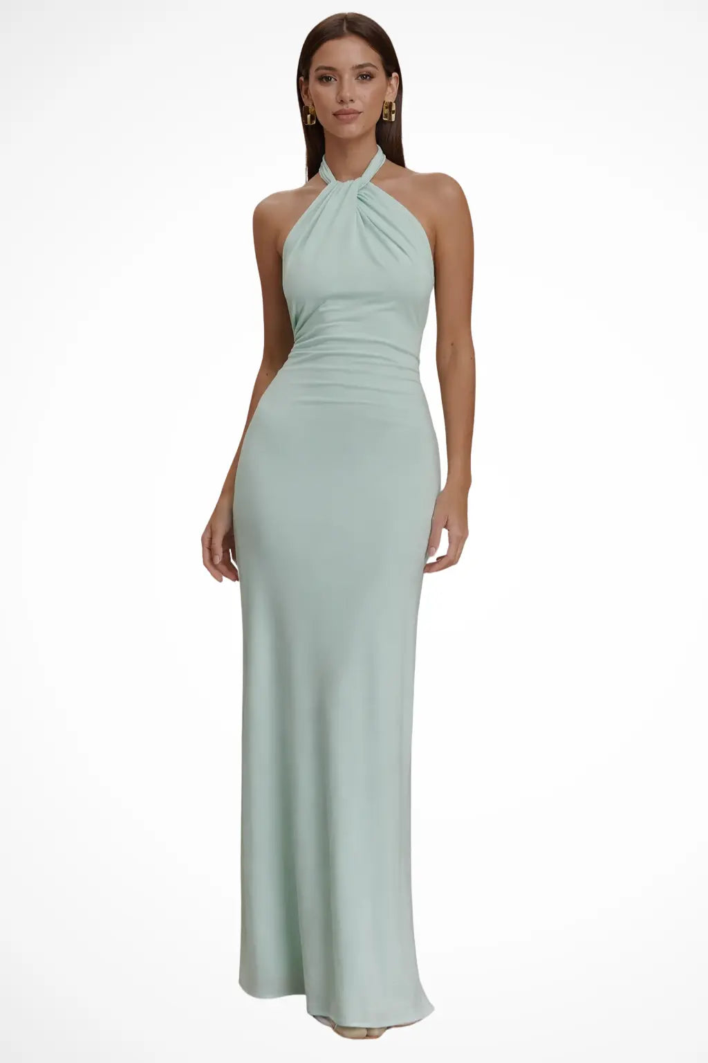 Celeste | Women Halter Neck Twisted Knot Open Back Bodycon Wedding Guest Maxi Dress TARHUS Maxi Dress