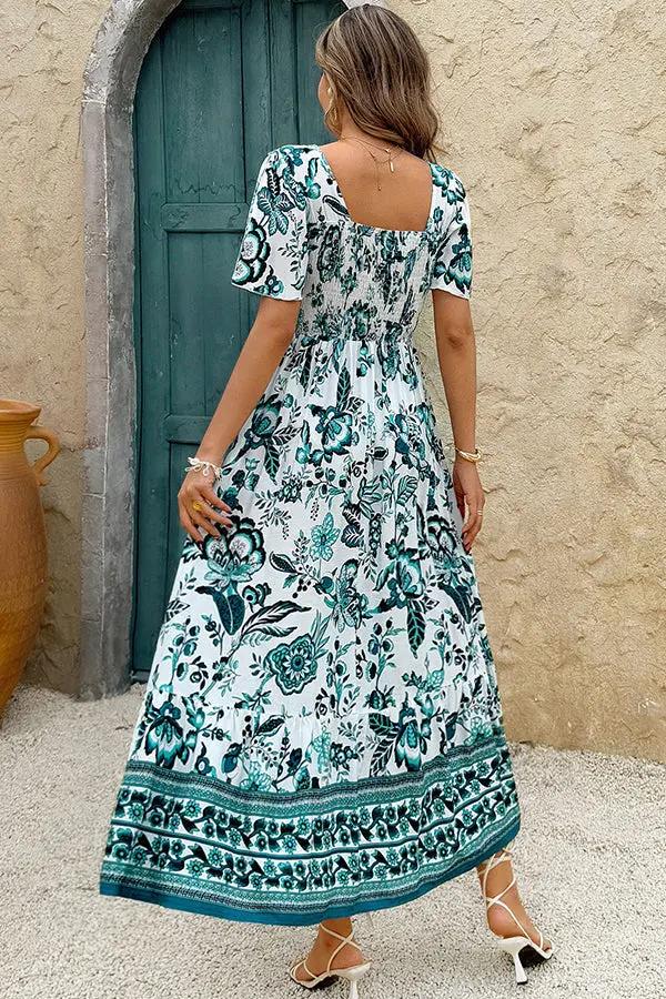 Bohemia Print Short Sleeve Casual Dress - TARHUS