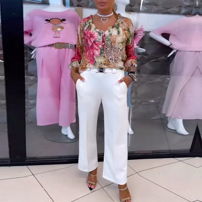 Blouse V-hals Bloemenprint TARHUS Blouses & Shirts