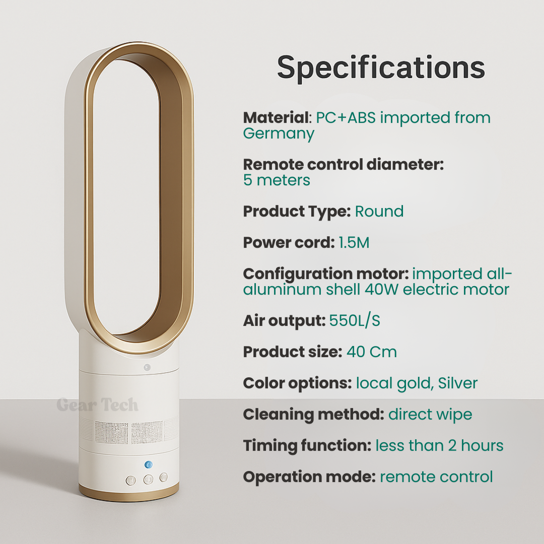 Bladeless Tower Fan with Remote Control - Quiet Air Circulator for Home & Office TARHUS