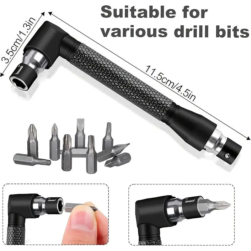 6-Piece Right Angle Drill Adapter Set for Power Drills & Impact Drivers - TARHUS