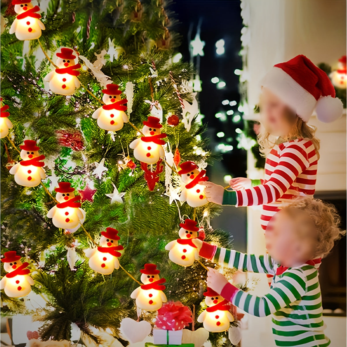 LED Snowman Tree Lights – Warm White Battery-Powered Holiday Decor TARHUS