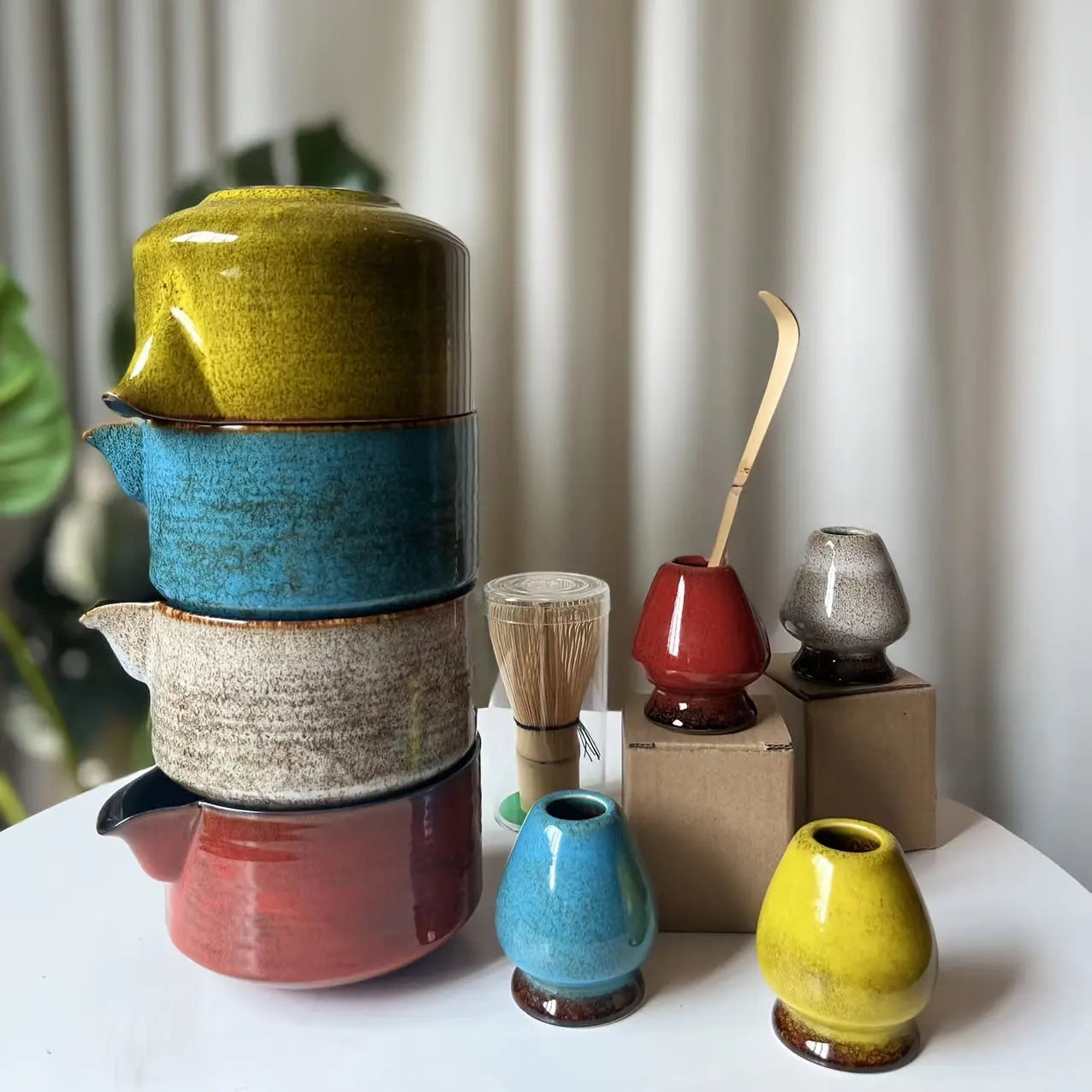 Matcha Tea Set – Bamboo Whisk, Scoop, Stand & Bowl | 3pcs/4pcs - TARHUS