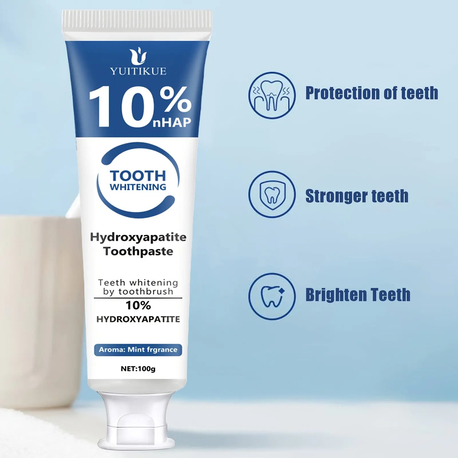 Fluoride-Free Whitening Toothpaste with Hydroxyapatite & Peppermint for Fresh Breath - TARHUS