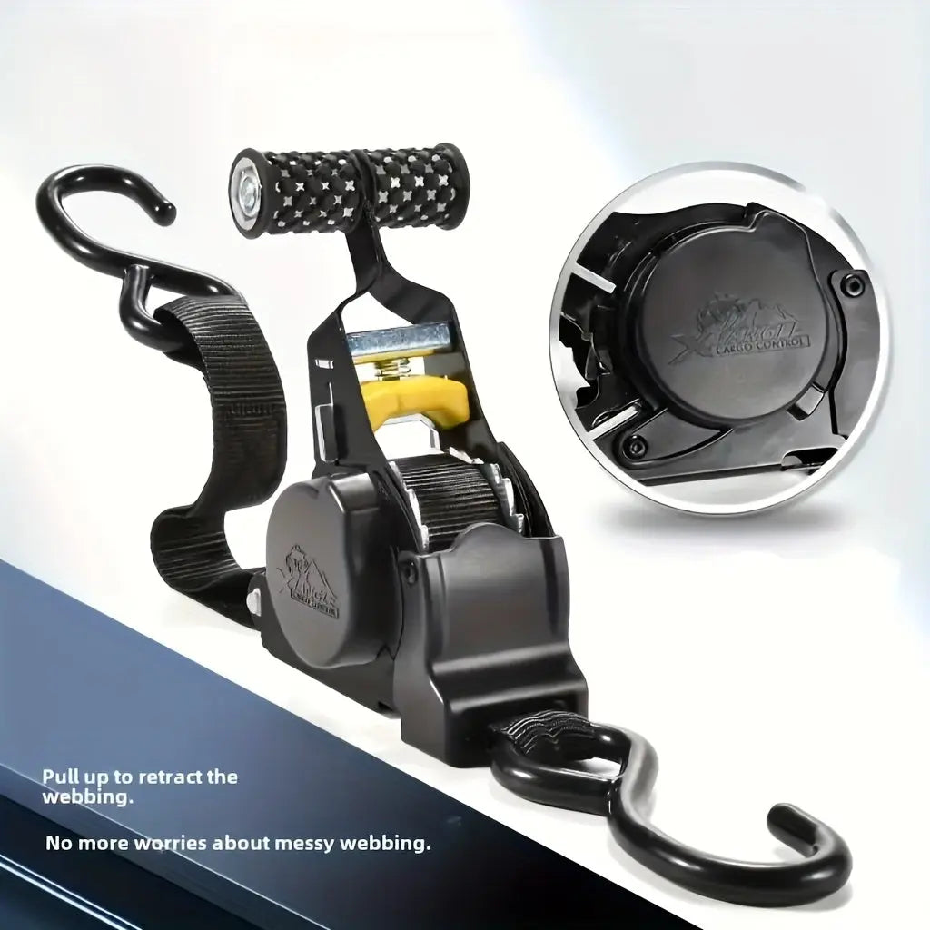 Heavy-Duty Retractable Cargo Strap – 3m+ Auto Take-Up Tie Down Strap for Towing, Camping & Car Racks | No Assembly, Fast Release - TARHUS