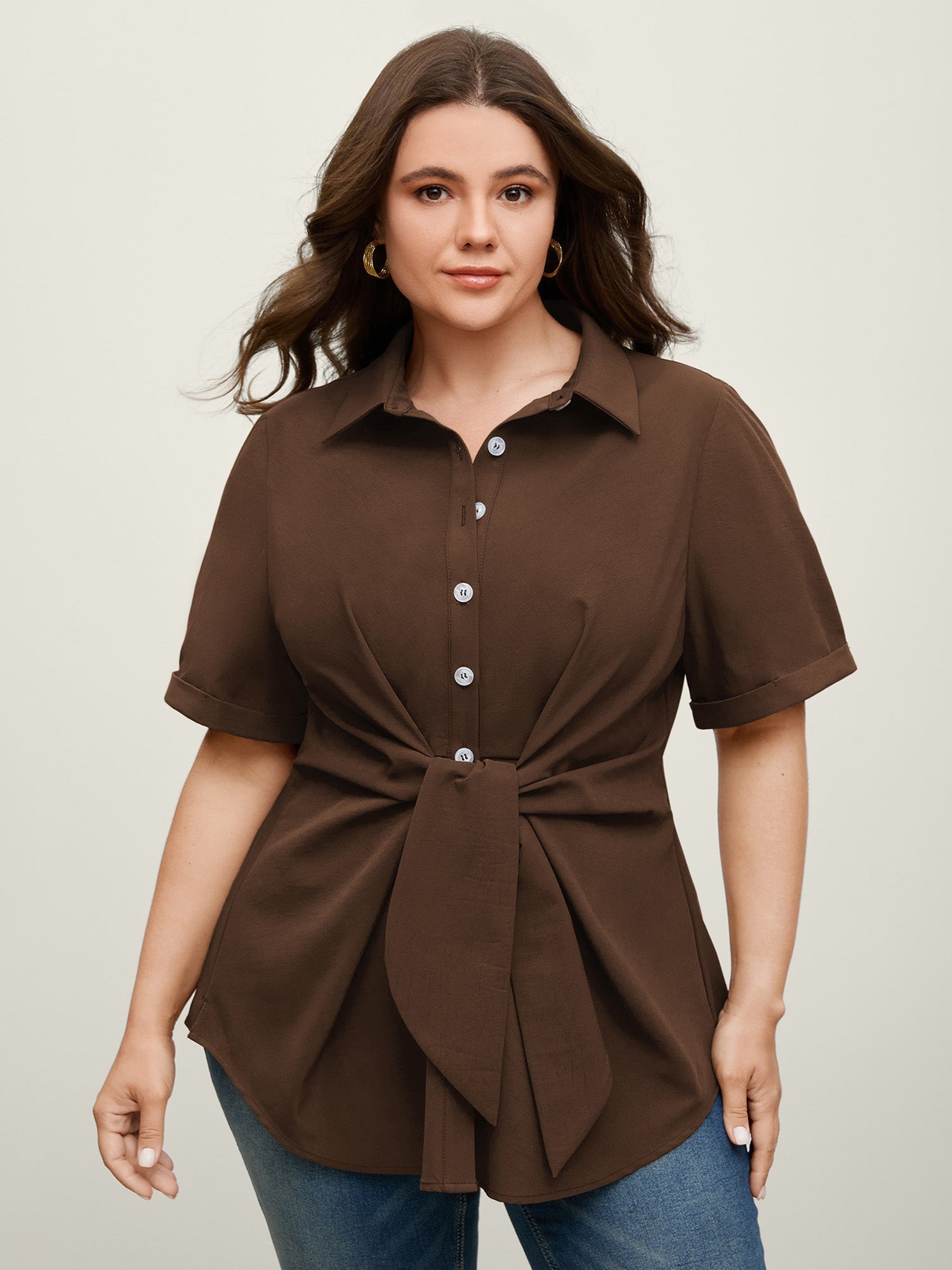 Knotted Front Asymmetrical Blouse – Elegant Women’s Top for Casual & Office Wear TARHUS Blouses