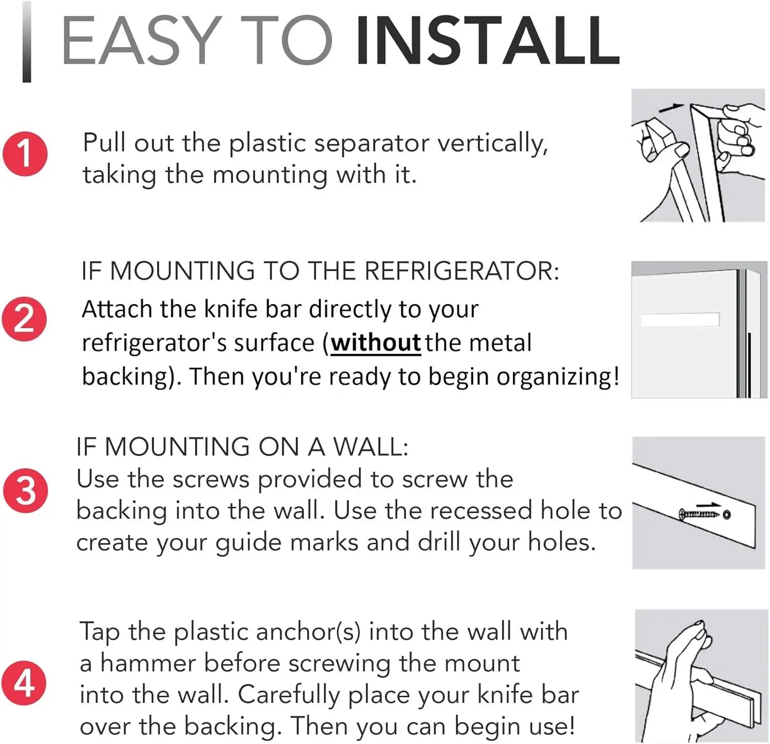 Magnetic Knife & Tool Holder – Wall-Mounted Stainless Steel Strip for Kitchen Utensils, Tools & Garage Storage - TARHUS