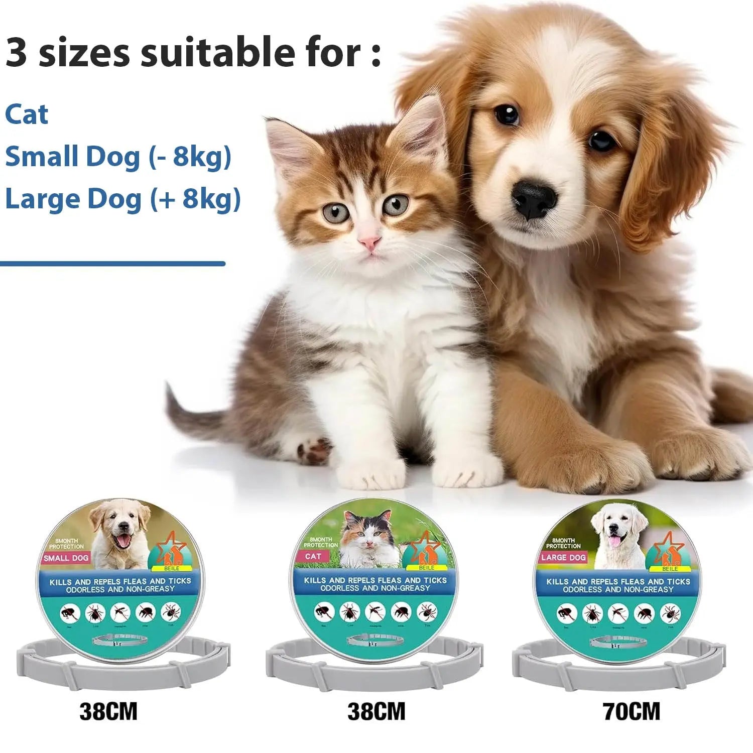 Flea and Tick Control Collar – Cats and Dogs 8 Months Protection - TARHUS