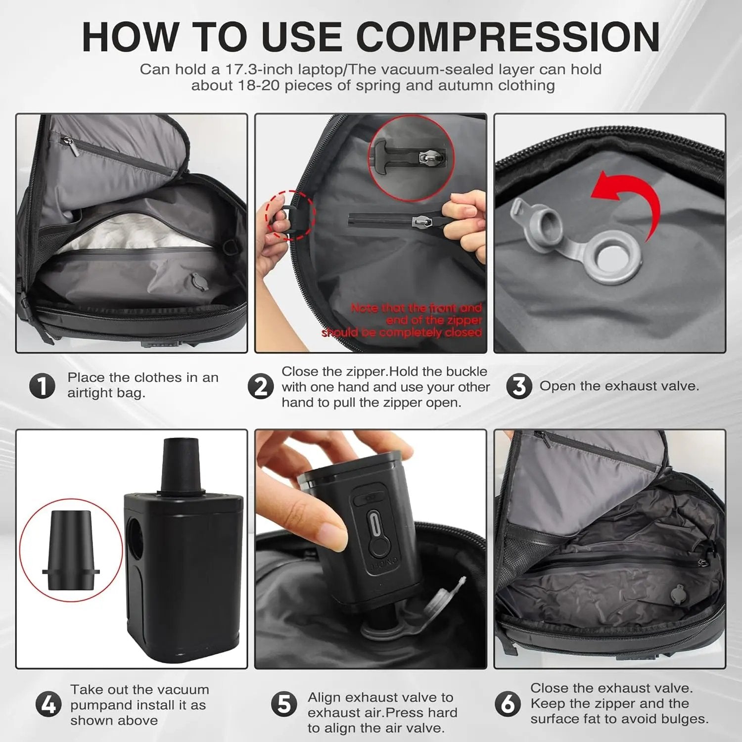 Vacuum Compressor For Travel Backpack - TARHUS