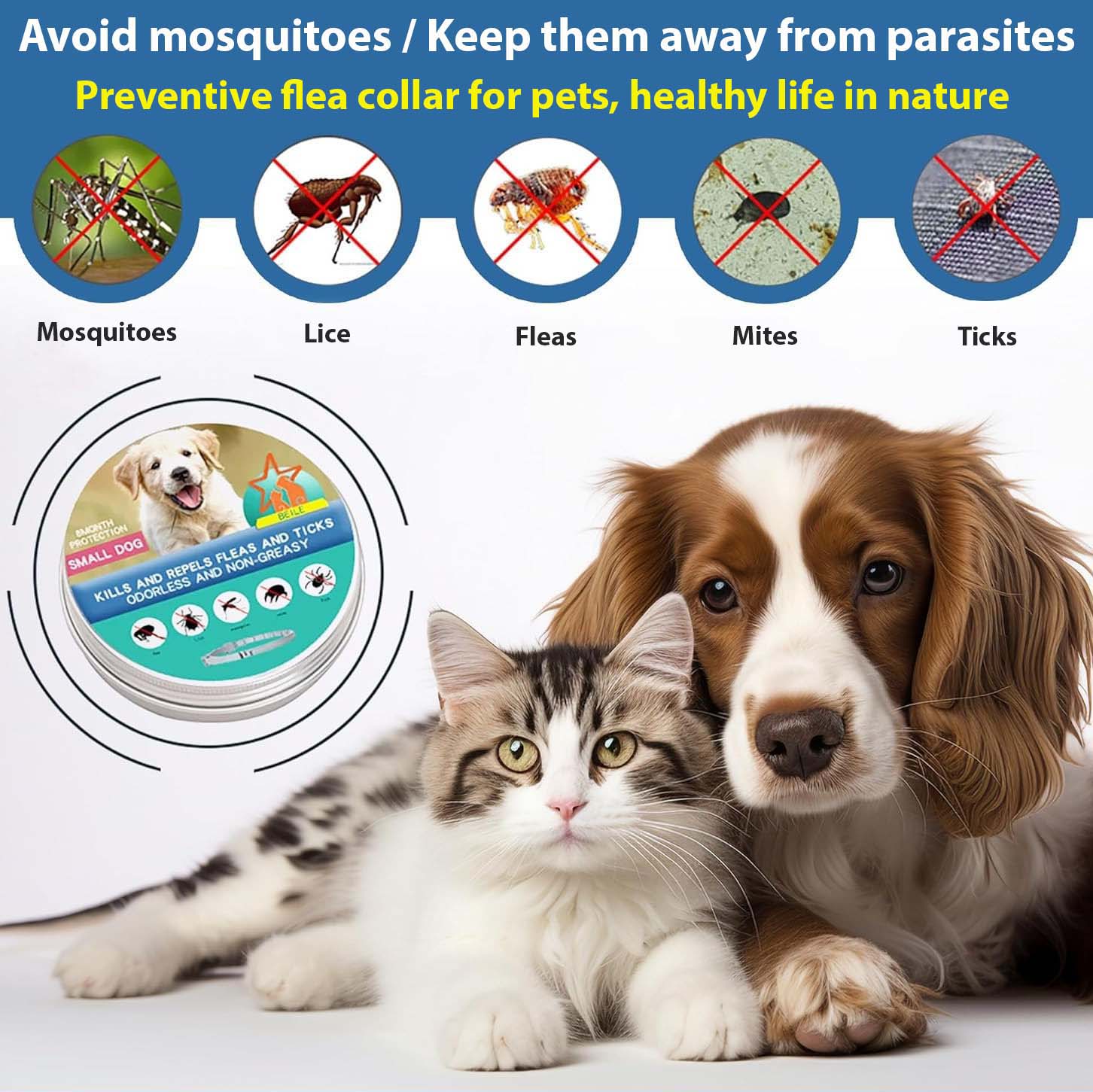 Flea and Tick Control Collar – Cats and Dogs 8 Months Protection - TARHUS