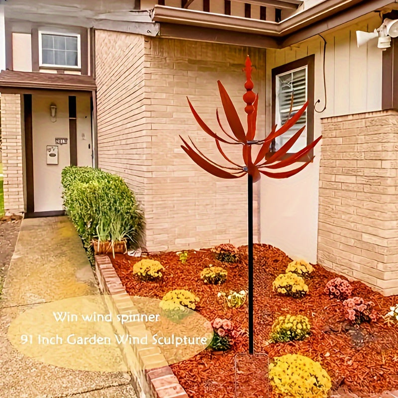 Metal Wind Spinner for Garden – Large Rotating Outdoor Yard Ornament, Battery-Free Kinetic Flower Decoration TARHUS