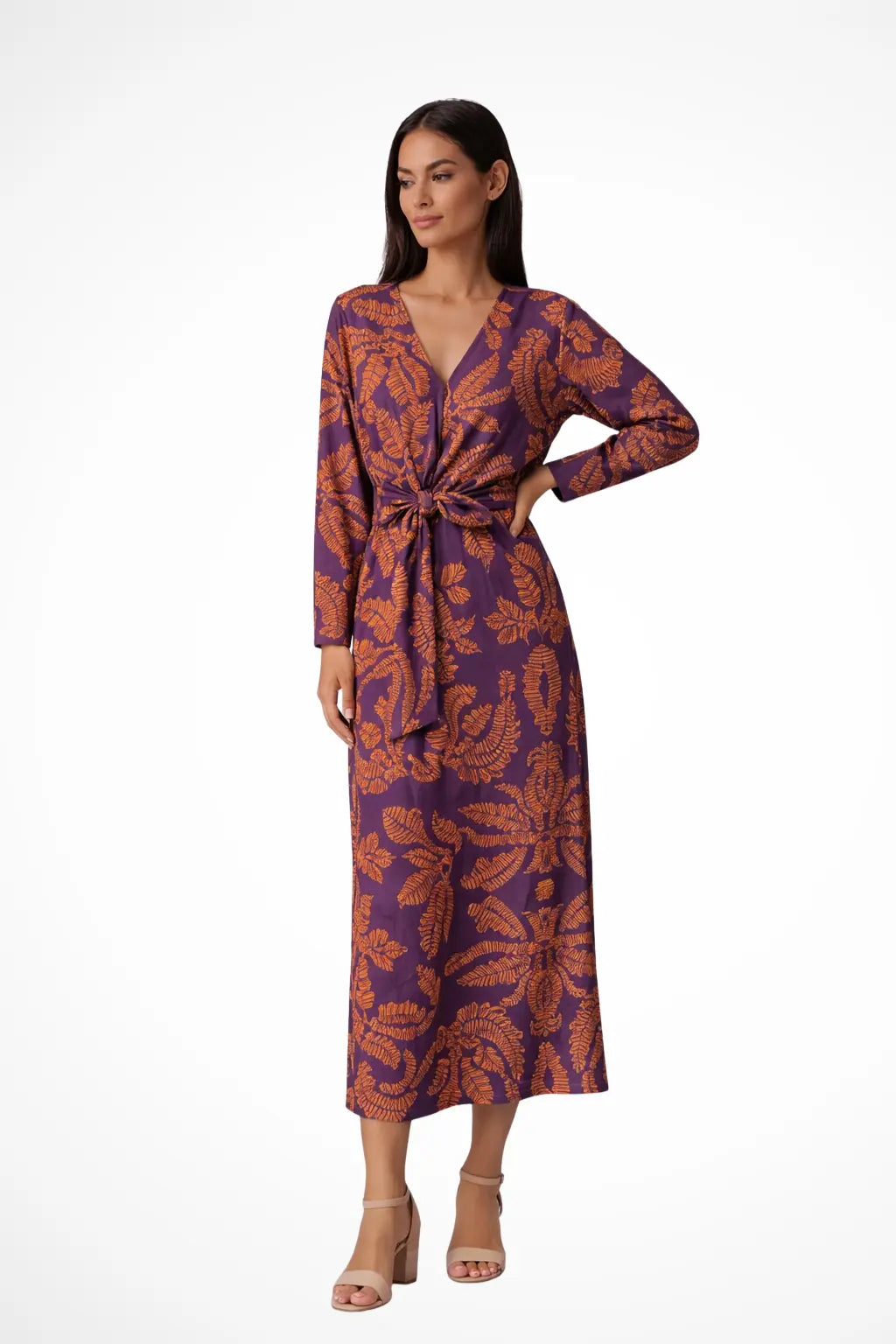 Aria | Women Wedding Guest Tie Waist Maxi Dress with Long Sleeves TARHUS Dresses