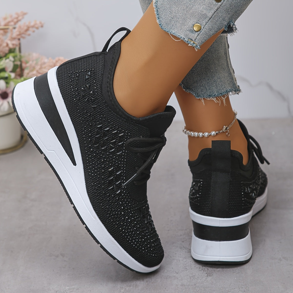 Women’s Orthopedic Fashion Sneakers – Breathable Walking Shoes with Rhinestone TARHUS