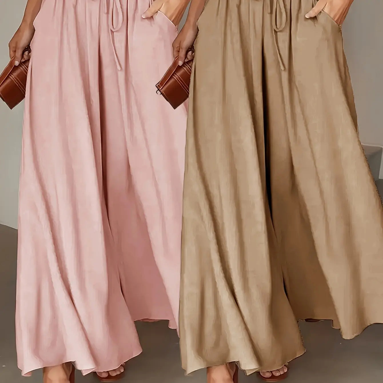 Maria | 2-Pack Women's High-Waisted Wide-Leg Lounge Pants with Pockets - TARHUS