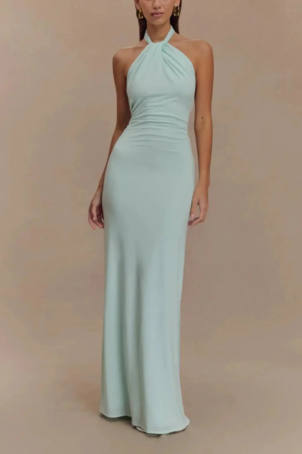 Celeste | Women Halter Neck Twisted Knot Open Back Bodycon Wedding Guest Maxi Dress TARHUS Maxi Dress