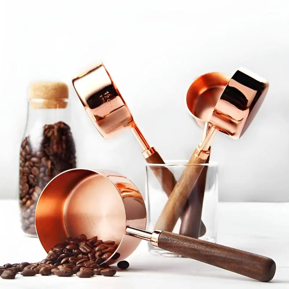 Copper Measuring Set | Cups & Spoons – Walnut Handle Kitchen Tools TARHUS Cooking Utensils