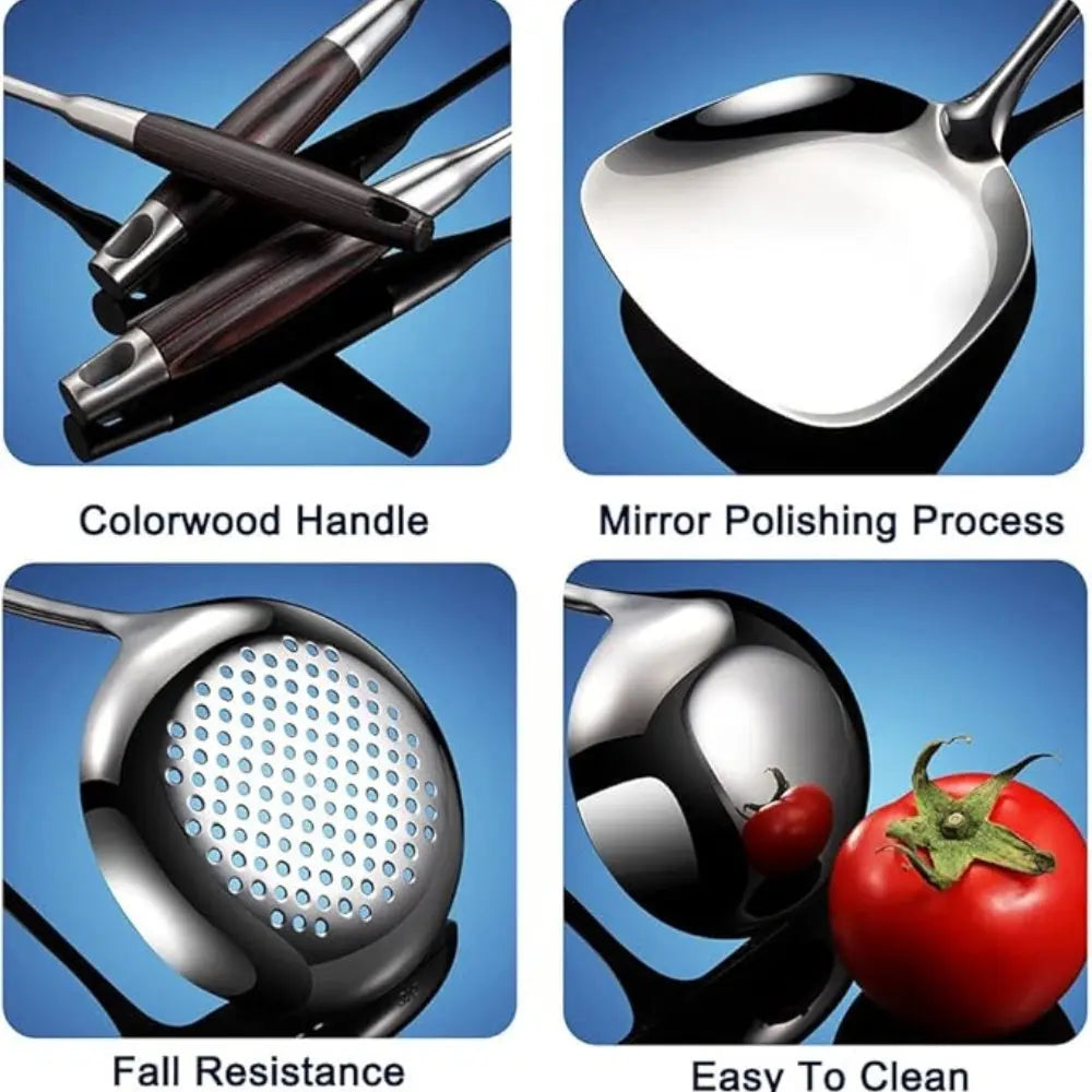 Stainless Steel Kitchen Utensil Set | 6-Piece Cookware – Durable & Elegant TARHUS Cooking Utensils