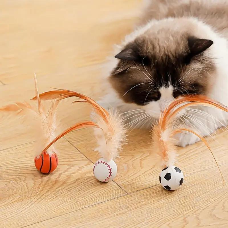 Interactive Feather Ball Toy Set for Cats - TARHUS