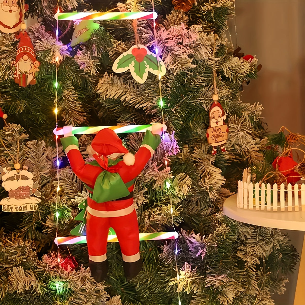 LED Christmas Ladder Light – Battery-Powered Santa Climbing Decoration TARHUS