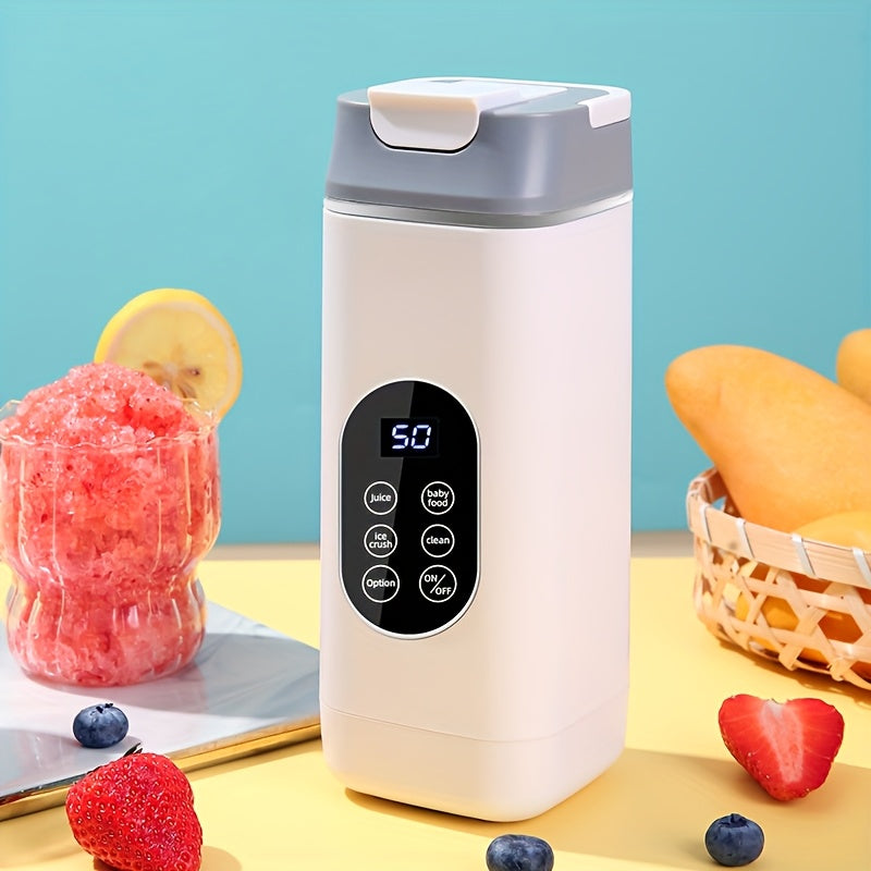 Portable Multi-Functional Electric Juicer with Digital Display - USB Rechargeable, 12-Blade Ice Cube Maker for Smoothies, Milkshakes, and Frozen Fruit Juices, Square Plastic Design with Colorful Options, Juicing Statio TARHUS