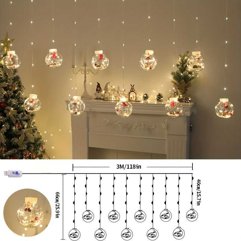 GlowWish | LED Christmas Curtain Lights with Snowman Wishing Balls TARHUS