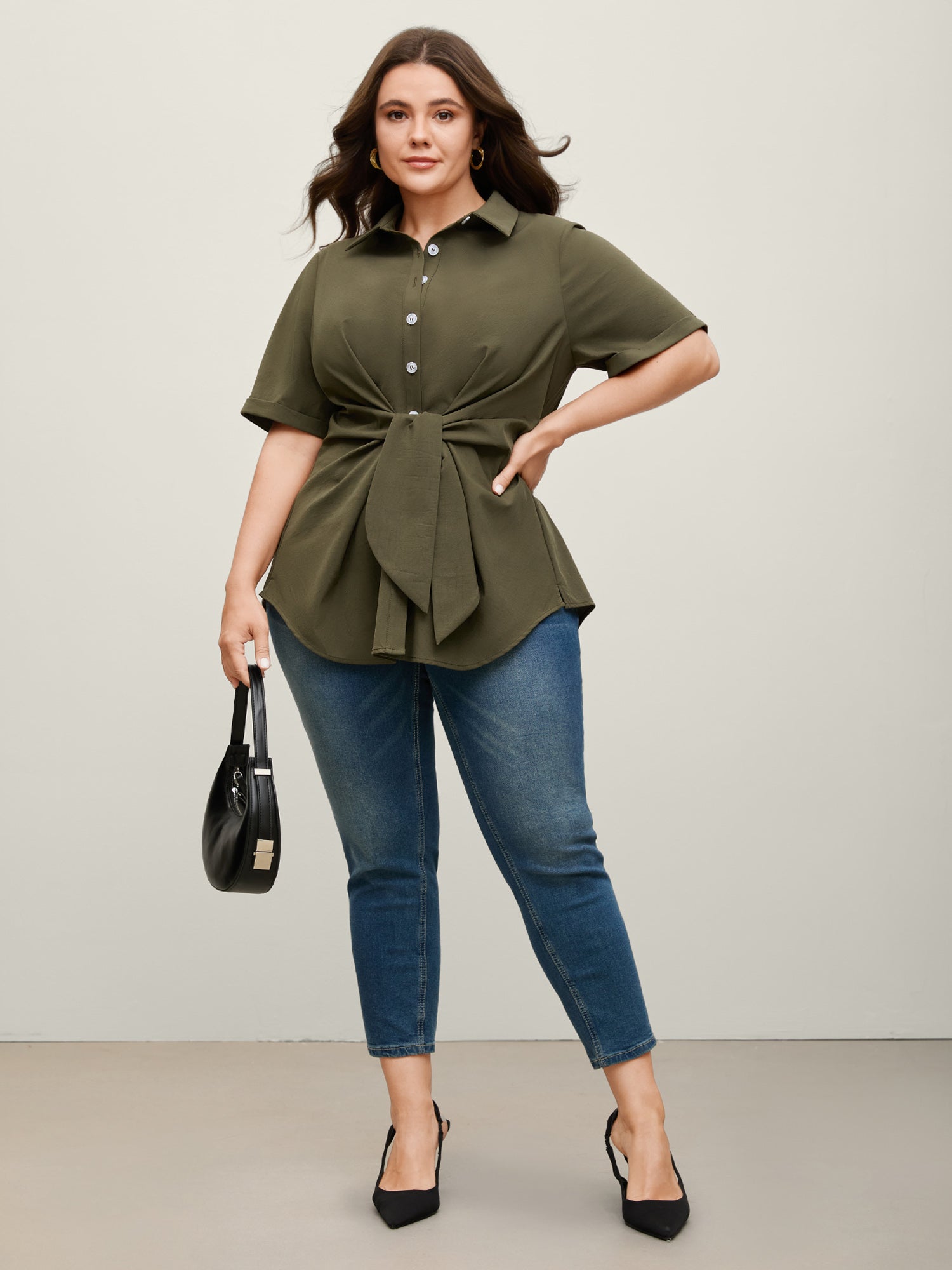 Knotted Front Asymmetrical Blouse – Elegant Women’s Top for Casual & Office Wear TARHUS Blouses