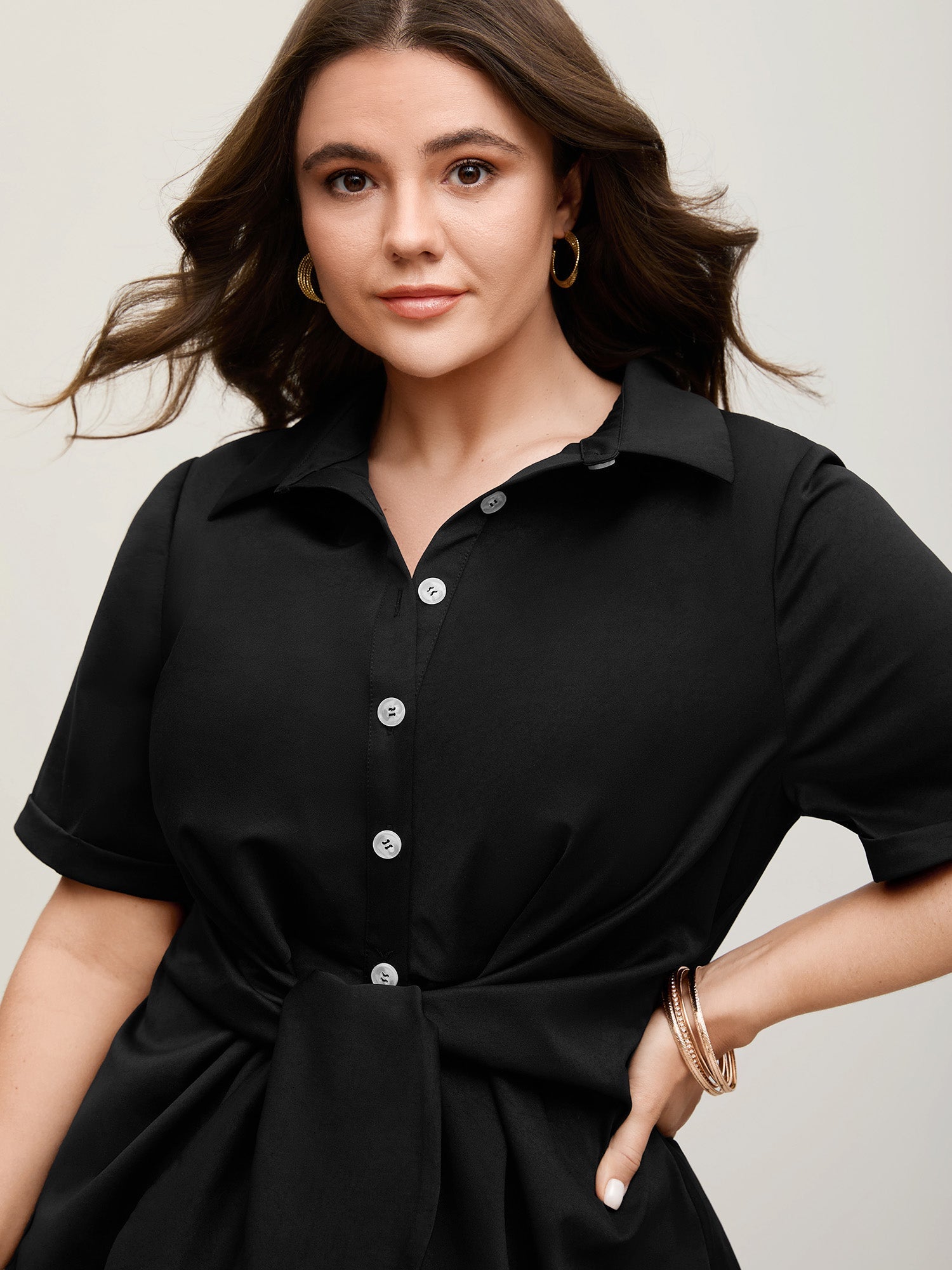 Knotted Front Asymmetrical Blouse – Elegant Women’s Top for Casual & Office Wear TARHUS Blouses