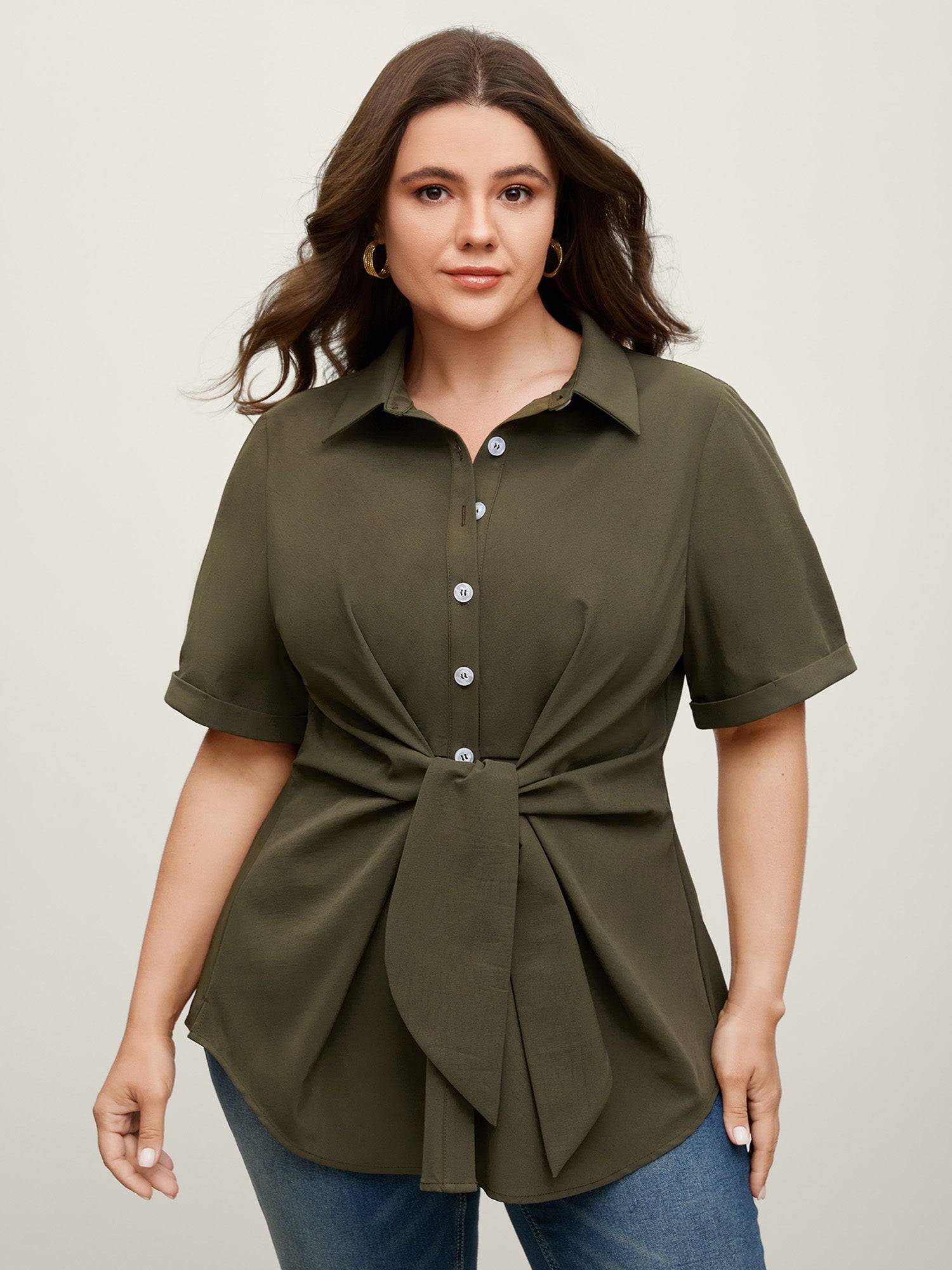 Knotted Front Asymmetrical Blouse – Elegant Women’s Top for Casual & Office Wear TARHUS Blouses