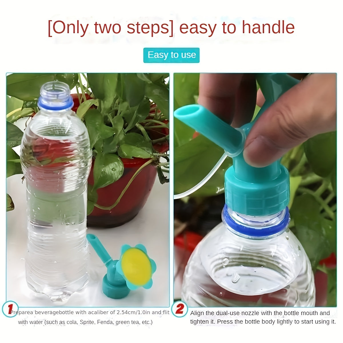 Dual-Use Watering Bottle Nozzle – Fits Standard Soda Bottles, Versatile Spray Head TARHUS Garden