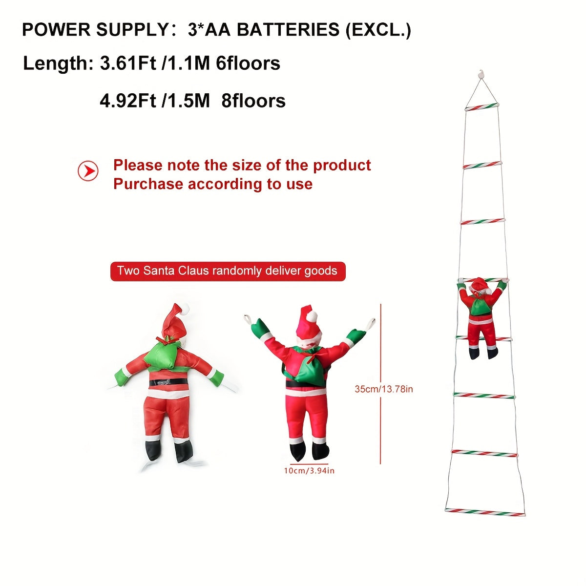 LED Christmas Ladder Light – Battery-Powered Santa Climbing Decoration TARHUS