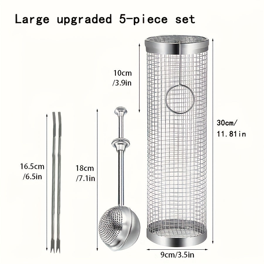 1pc Stainless Steel BBQ Grill Basket, Metal Mesh Roasting Net for Outdoor Barbecue, Multi-Person Grilling Accessory, Grilling Accessories for Outdoor Grill TARHUS