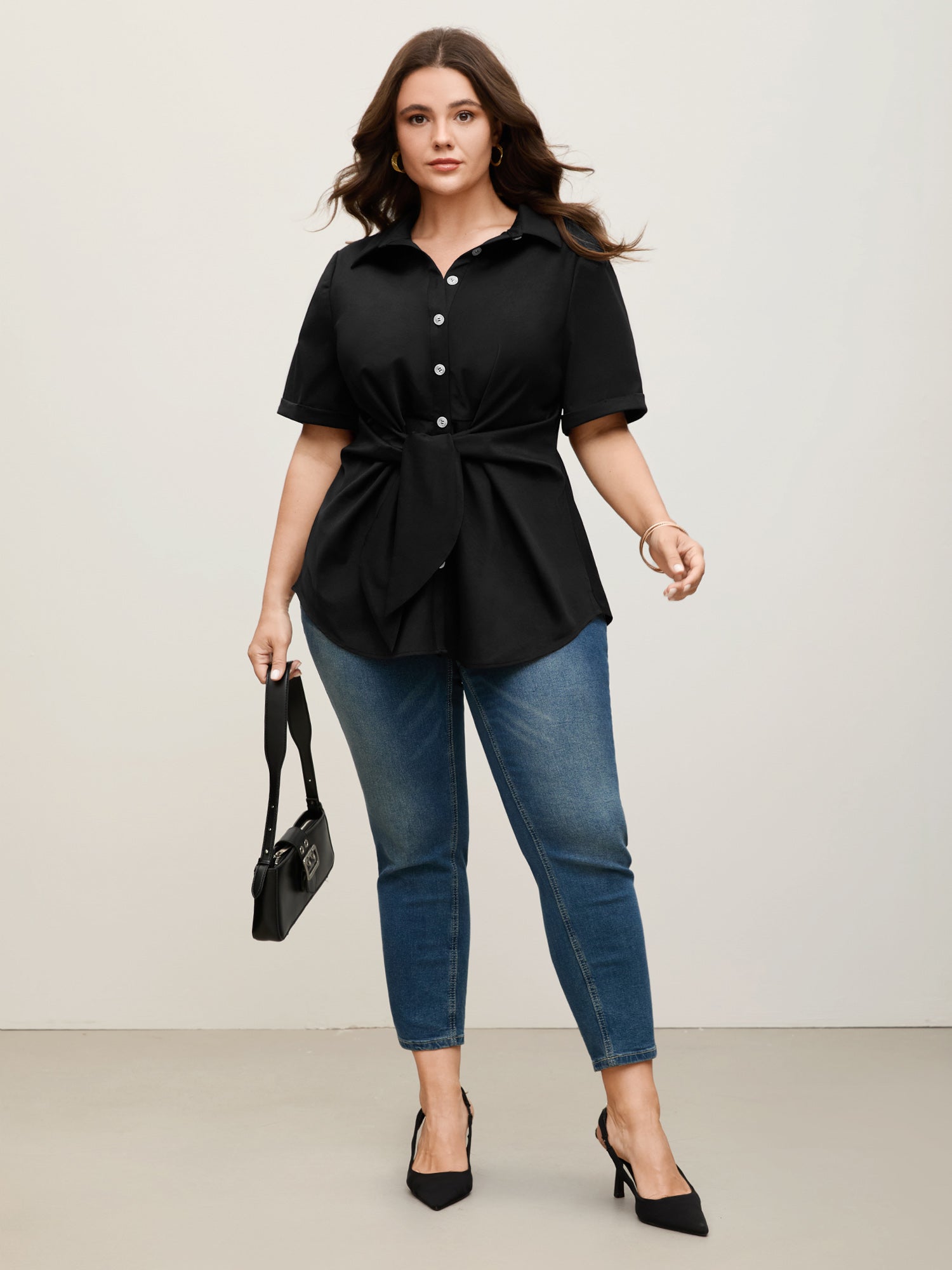 Knotted Front Asymmetrical Blouse – Elegant Women’s Top for Casual & Office Wear TARHUS Blouses