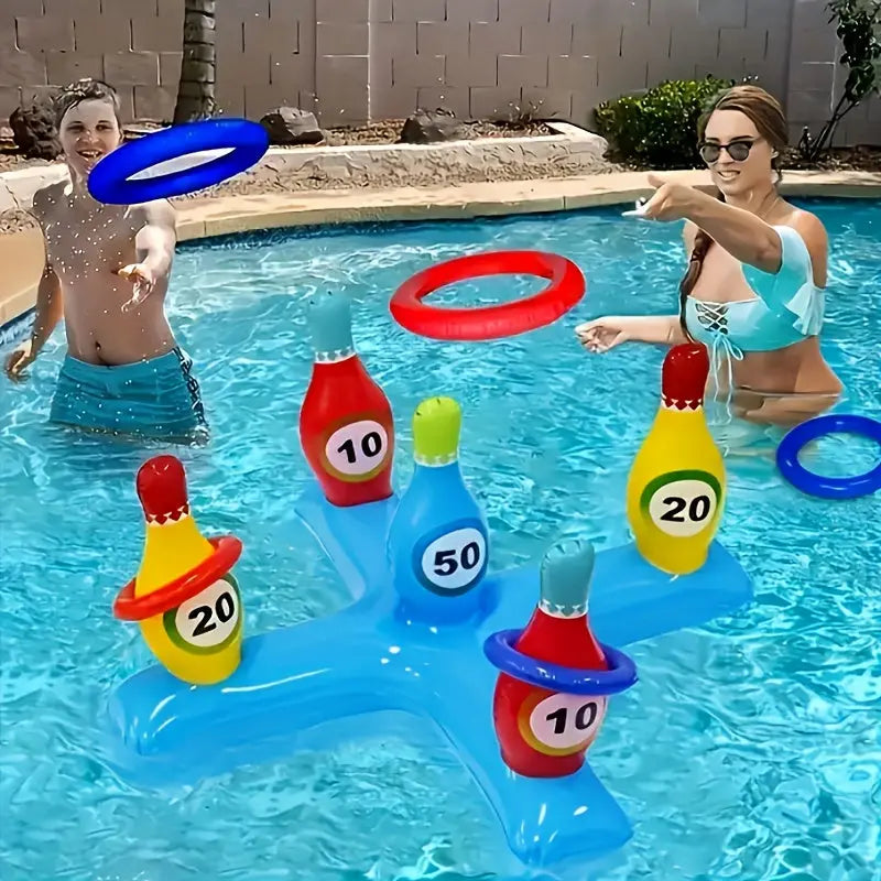 Inflatable Bottle Toss Game Set – Outdoor Party Game for Kids & Adults | Fun for Pool, Beach, Birthday & Family Gatherings - TARHUS