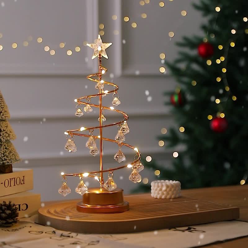 Elegant Metal Christmas Tree Lamp with Crystal Ornaments | LumiTree TARHUS