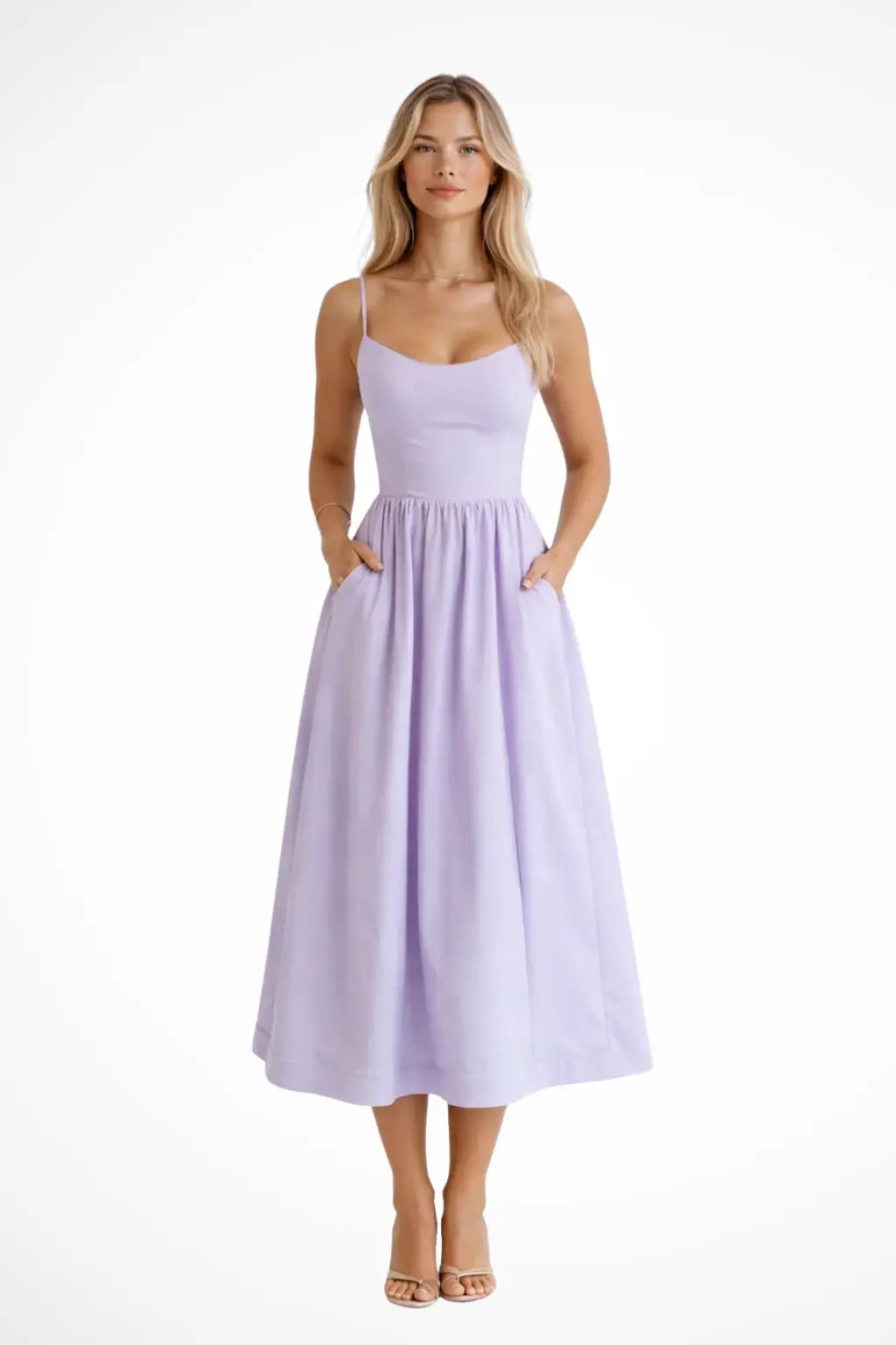 Aurevia | Women Ascot Style A Line Wedding Guest Midi Dress TARHUS